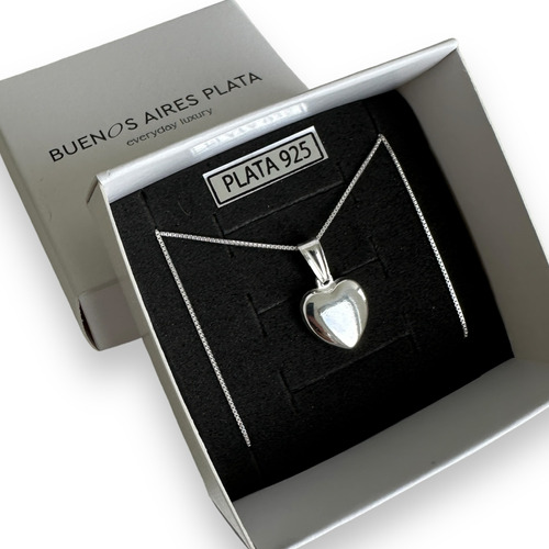 Cadena Plata 925 Italiana Dije Corazón Inflado Mujer Joyería