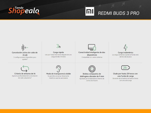 Imagen 6 de 10 de Auriculares Bluetooth Xiaomi Redmi Airdots 3 Pro Negro -*