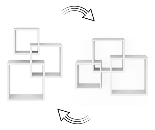 Estante Para Pared De Madera Cubos Entrelazados Blanco 3 Pz