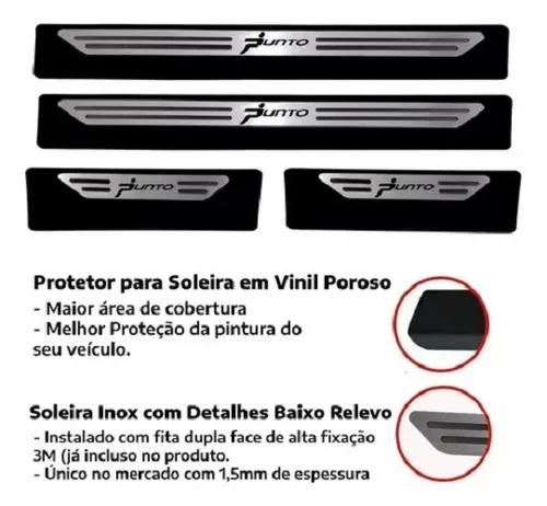 Cubre Zócalo Protector De Acero Inoxidable 2 Y 4 Puertas Fiat Punto
