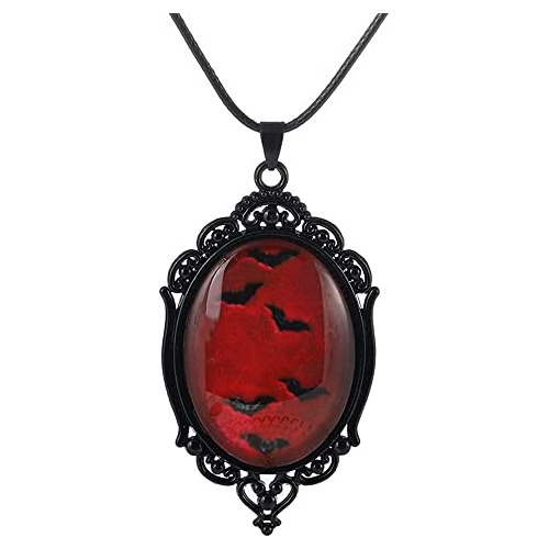 Ywman - Collar Gótico Con Camafeo De Murciélago Vampiro - Ga