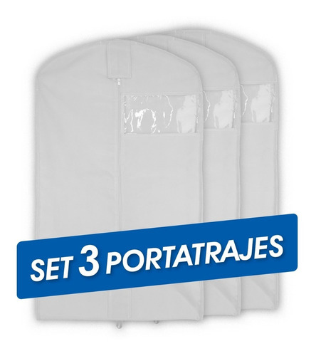 Set De 3 Porta Trajes T 60x100 Funda Protectora Ropa Vestido