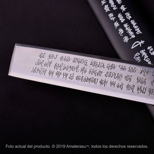 Imagen 7 de 10 de Katana Espada Ultravioleta Hoja Y Vaina Grabada + Atril