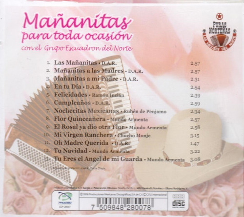 Mañanitas Para Toda Ocasion - Escuadron Del Norte - Disco Cd