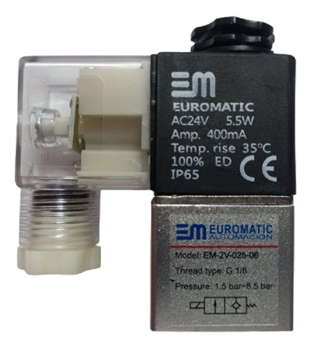 Electrovalvula Solenoide Neumatica 2/2 Rosca 1/8 Con Bobina 