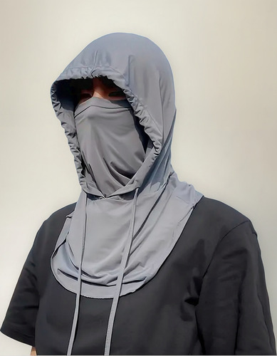 Gorro Con Mascarilla De Protección Solar Uv, Transpirable Gris Oscuro Unitalla