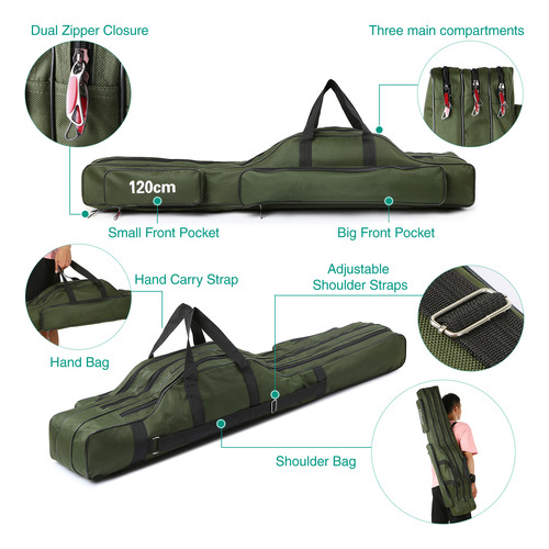 Funda De Transporte Portátil Plegable Para Cañas De Pescar D