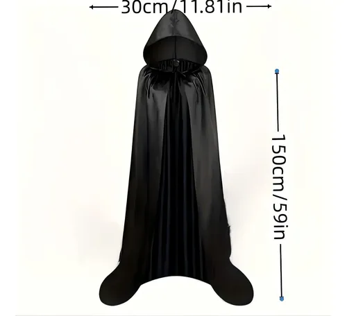 Disfraz Halloween Mujer, 150cm Brujia Capa Con Capucha, Disfraz Peste Negra Para Adultos Para Fiesta De Disfraces Medieval De Carnaval De Halloween Y