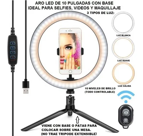 Aro luz led 26cm Stand para celular — El Clon