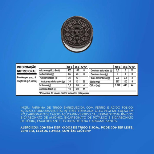 Biscoito Oreo Recheado Baunilha Tradicional Kit 8un De 36g