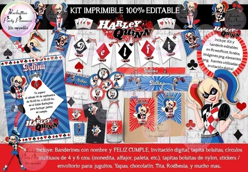 Kit Imprimible Candy Bar Harley Quinn 100% Editable