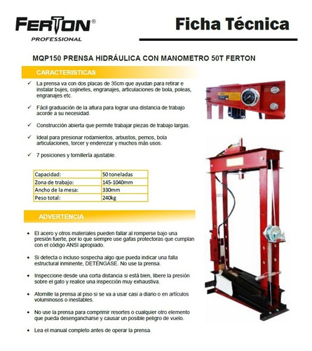 Imagen 3 de 5 de Prensa Hidraulica 50 Toneladas Envio Gratis Trabajo Pesado