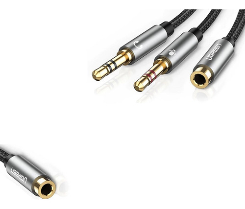 Cable Auxiliar 2 Machos - 1 Hembra Trrs Audio & Microfono Pc