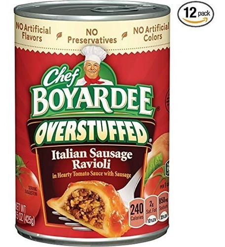 Chef Boyardee Overstuffed Italiana Salchicha Ravioli, 15 Oz,