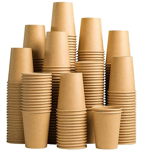 Lamosi 200 Pack 10 Oz Kraft Paper Cups, Brown Rb9bo