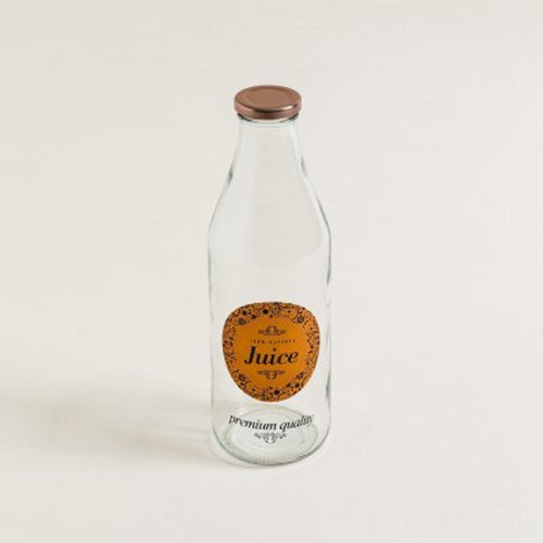 Botella De Vidrio Con Tapa Y Logo Color Cobre Juice