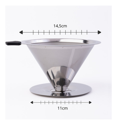 Filtro Coador De Café Inox Com Base Sem Uso De Papel N104