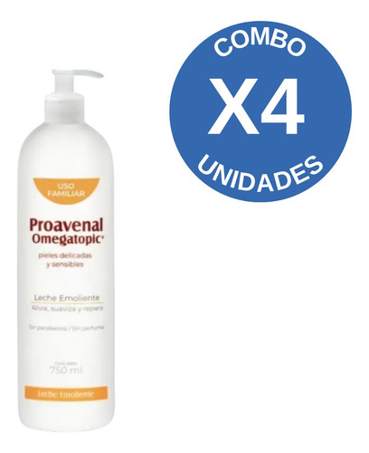 Combo X4 Proavenal Omegatopic Leche Emoliente 750 Ml