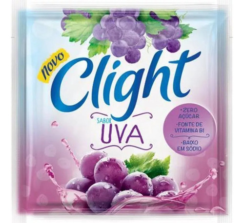 Kit 15 Suco Refresco Em Pó Clight Uva Zero Açucar 8gr Cada