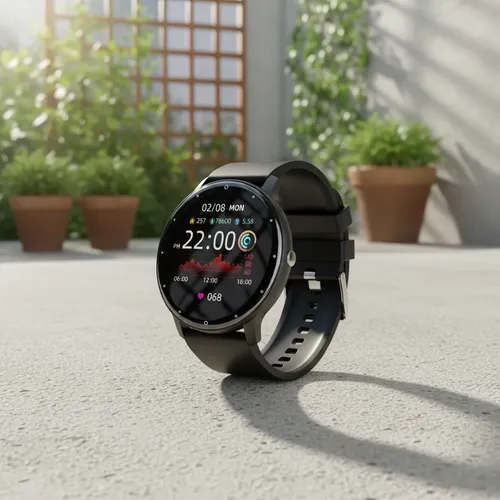 Smartwatch Reloj Inteligente Zl02 Malla Negra De Silicona