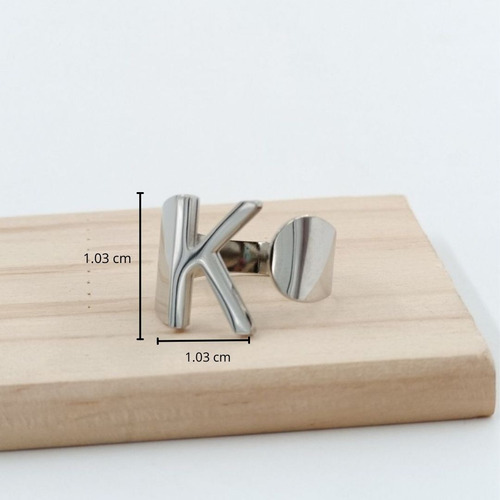 Anillo De Inicial Vie Or En Acero Inoxidable K Plateado Ajustable