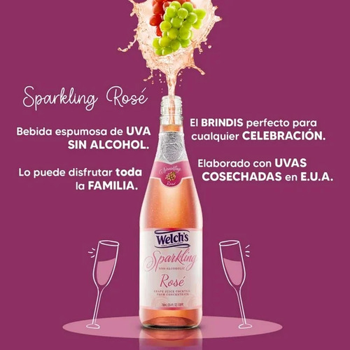 3 Pack Jugo Uva Rose Gasificado Welchs Welch