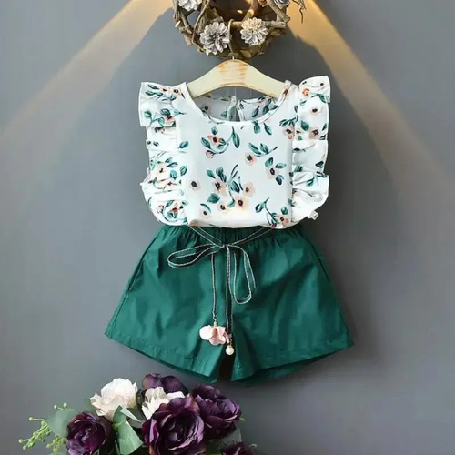 Conjuntos De Ropa Para Niños, Camisa Con Flores Y Pantalones