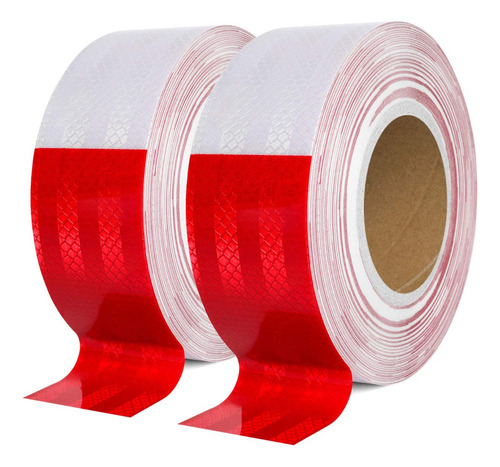 R 2 Piezas Rollo Cinta Reflejante Barricada Rojo Blanco 30m