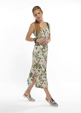 Imagem 4 de 5 de Vestido Midi Estampado Floral Decote Nas Costas 53498 Borda