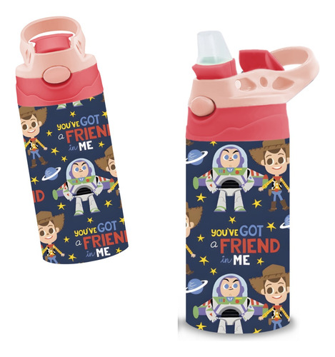 Termo Infantil Toy Story Woody Buzz Acero Inoxidable 320 Ml Coral Claro
