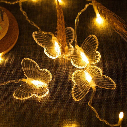 T Cortina De Mariposas Con Luces Usb, 8 Modos, 120 Luces Led