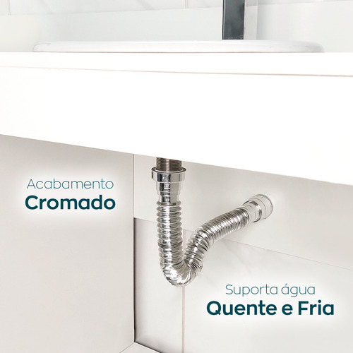 Sifao De Pia Banheiro E Valvula Ceramica 40mm Kit Escoamento Ralo De Pia Click Inteligente 1 1/4 Lavatório E Sifão Cromado Universal De Plástico Dona D.cor