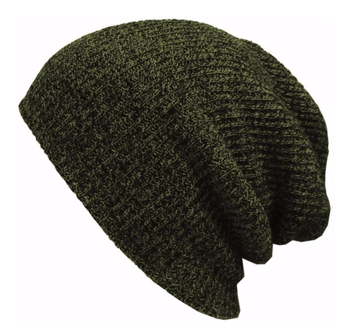 Beanie Gorra Unisex Modelo Jaspeado Color Verde Oscuro