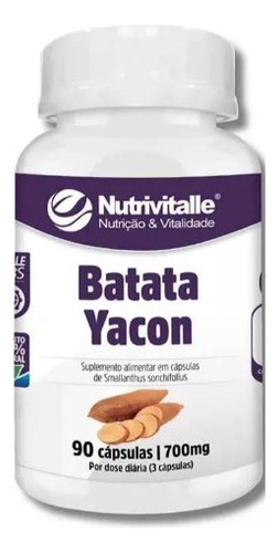 Kit 3 Batata Yacon 700mg 90 Capsulas Nutrivitalle Sem Sabor