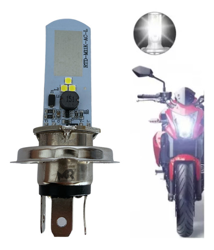 Ultra Led Farol Moto Honda Alto E Baixo Luz Branca 6000k H4