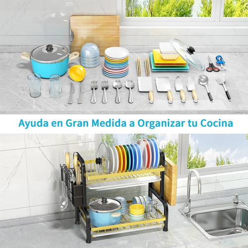 2 Niveles Escurridor De Trastes Acero Inoxidable, Escurridor