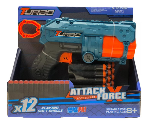 Pistola Turbo Attack Force Manual X12 Dardos Descarga Rapida