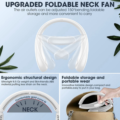 Ventilador De Cuello Portátil, Pantalla Led Plegable, Ventil