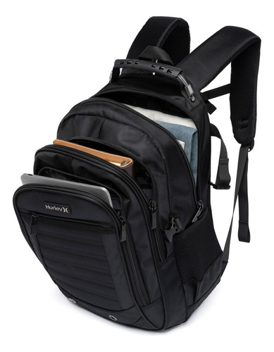 Mochila Mala Trabalho Viagem Hurley Executiva Grande cor Preto Desenho Do Tecido Liso