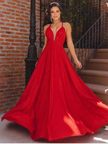 Vestido vermelho estilo best sale princesa
