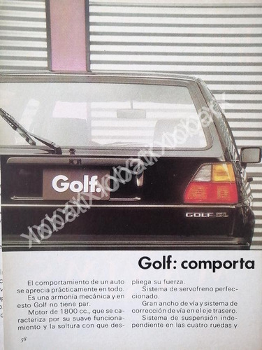 Cartel Retro Autos Volkswagen Golf Gl 1995 /686