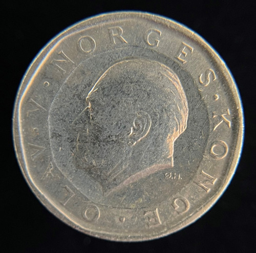 Noruega, 10 Kroner, 1991. Olav V. Casi Sin Circular