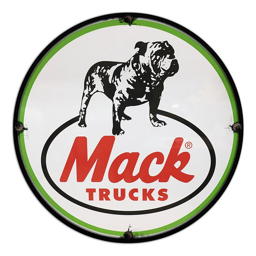 #595 - Cuadro Decorativo Vintage Mack Trucks Perro No Chapa