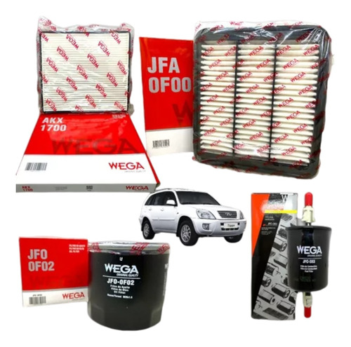 Kit 4 Filtros Tiggo 2.0 16v Completo Aceite Aire Nafta Polen