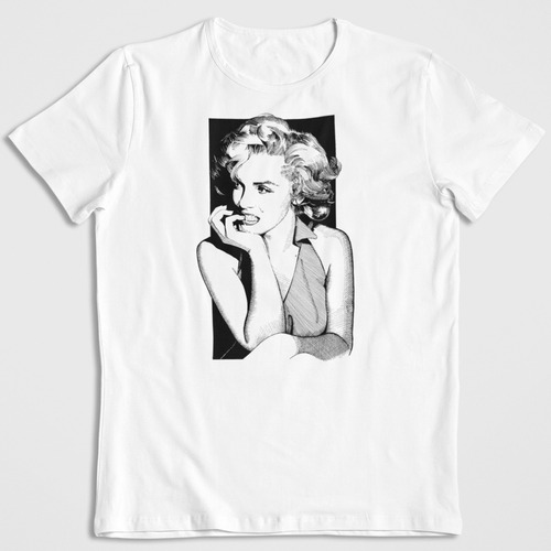 Polera Blanca Algodon Estampada Dtf Sensual Marilyn Monroe