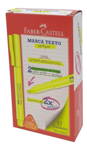 Rotulador de texto amarillo Grifpen Faber Castell, 12 unidades