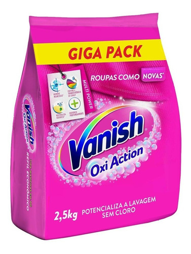 Tira Manchas Em Pó Oxi Action Pink Refil Econômico Vanish 2,5 Kg Giga Pack