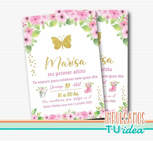 Cumple Mariposa, Invitación Mariposa Dorada Imprimible