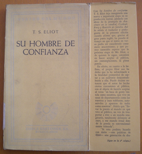 Eliot T.s. / Su Hombre De Confianza / Emecé Teatro 1959