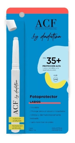 Fotoprotector Labial Acf By Dadatina Camuflaje Uv Labios